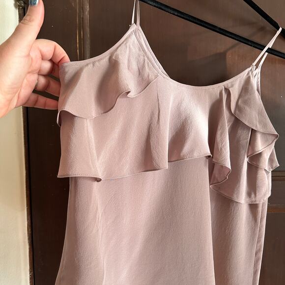 REBECCA TAYLOR | Dusty Purple Ruffle Neck Silk Camisole Balletcore| Size 8 - Picture 3 of 6